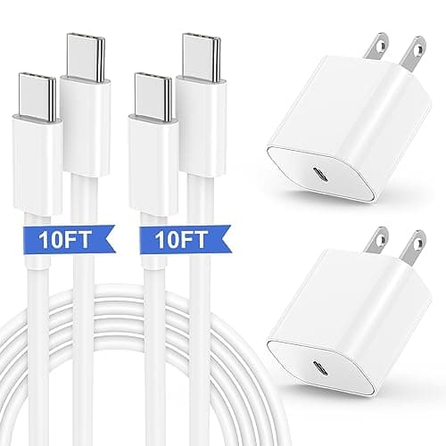 iPhone 17 16 15 Fast Charger and 10ft Type C to C Cable Cord Long, USB C Charging Block for Apple iPhone 17 Pro Max/17 Air/16 Pro/15 Plus,iPad 12.9/11 inch/4/3/Mini,Wall Plug Power Adapter Cube Brick