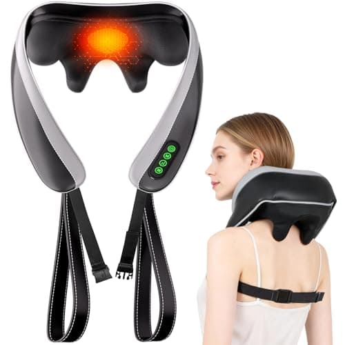Senluyi 6D Neck Massager for Pain Relief Deep Tissue, Kneading Shiatsu Neck and Shoulder Massager with Heat,Cordless Massager for Back and Shoulder Pain, for Women Men Home Office Christmas