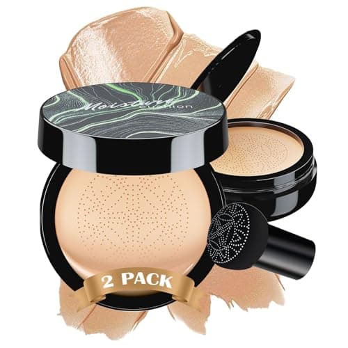 Mushroom Head Air Cushion CC Cream - BB Cream Face Makeup Foundation for Mature Skin Moisturizing Concealer Brighten Long-Lasting, Even Skin Tone for All Skin Types (2PCS Natural) — image 1