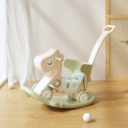 Deer COCO 4-in-1 Rocking Horse Toy for Toddlers 1-3 | Plastic Push Walker with Balance Board & Wheels, Ride-On Rocker Gift for 1 Year Old Boys Girls(Green) — image 1