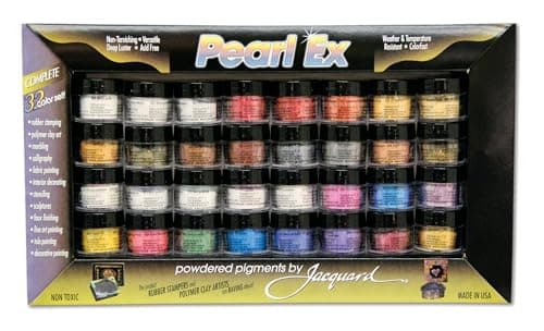 Jacquard Pearl Ex Pigment 32 Color Set Powder for Epoxy Resin, Watercolors, Calligraphy Ink & Clay