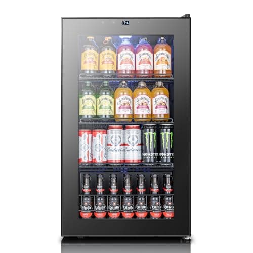 Yeego Beverage Refrigerator, 130-Can Mini Fridge with Glass Door, Adjustable Shelves & Digital Temperature Control for Soda, Beer, and Wine – Suitable for Home or Office Use — image 1