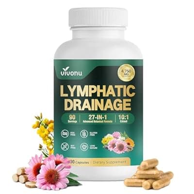VivoNu 27-in-1 Liposome Lymphatic Drainage Supplements, 90 Day Supply with Echinacea, Chlorophyll, Dandelion, Burdock, Mullein Leaf Extract for Lungs, 10:1 Concentrated Technology, 90 Capsules