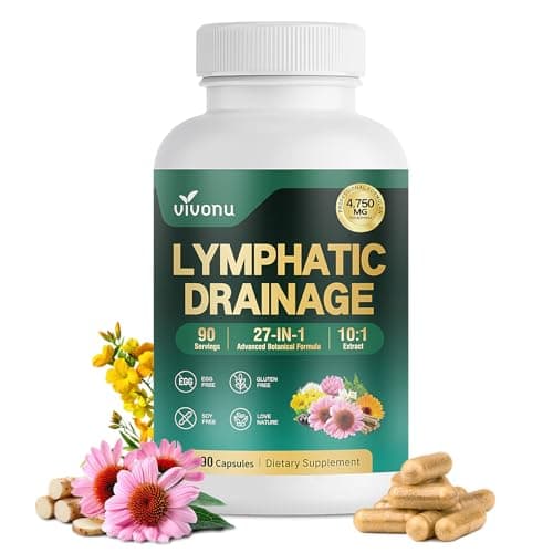 VivoNu 27-in-1 Liposome Lymphatic Drainage Supplements, 90 Day Supply with Echinacea, Chlorophyll, Dandelion, Burdock, Mullein Leaf Extract for Lungs, 10:1 Concentrated Technology, 90 Capsules — image 1