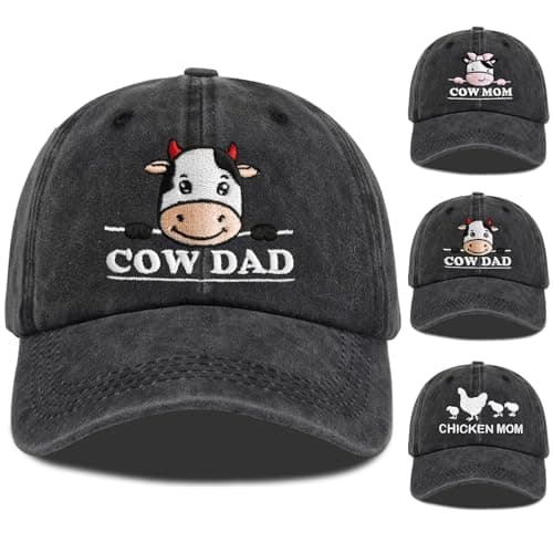 ZVUZVO Chicken Mom Hat, Chicken Cow Farms Gifts, Cow Mom/Dad Baseball Hat Adjustable Embroidered Farmer Baseball Cap — image 1