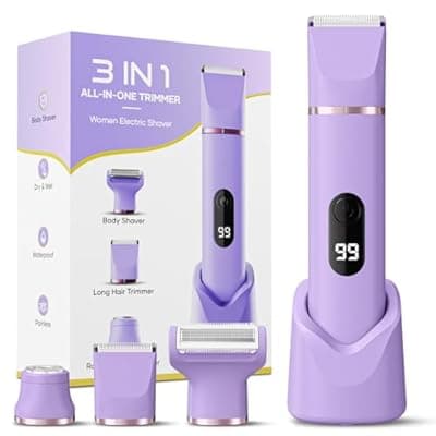 Bikini Trimmer for Women, Tiovara Electric Razor for Private Area, Painless Pubic Hair Trimmer with Charging Dock, IPX7 Waterproof Wet & Dry Lady Shaver for Leg Underarm Arm Body, Gift for Her