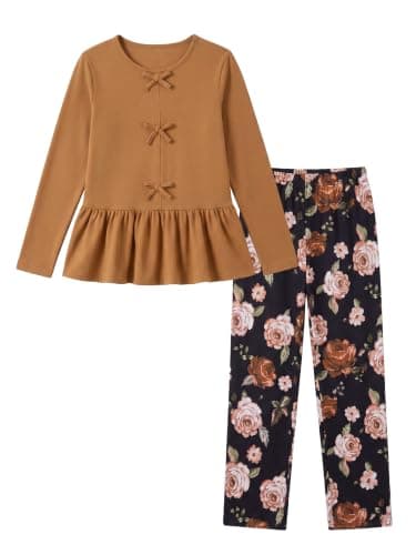 XMWEALTHY Girls 2 Piece Outfits Kids Clothes Cute Bowknot Clothing Sets — image 1