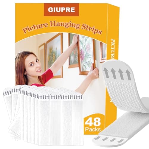 GIUPRE Picture Hanging Strips - 24-Pairs(48 Strips) Wall Sticky for Hanging Pictures on Wall Without Nails, Adhesive Picture Hangers Heavy Duty No Damage — image 1