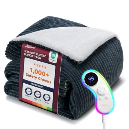 JOYFLAME Ultrasoft Electric Heated Blanket Throw: 125.6℉ Fast Even Heat — image 1