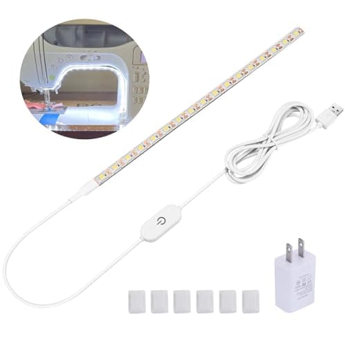 Hanbaak Sewing Machine LED Light Strip, Adhesive LED Sewing Strip Light with Touch Dimmer, 11.8in Sewing Light Strip and 6.6ft USB Cable, Cold White 6500K — image 1