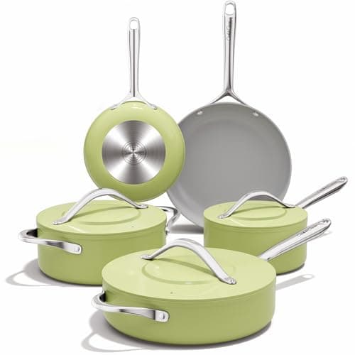 CookinCraze CookinCraze Ceramic Cookware Set, Pots and Pans Set Nonstick with Lid PFAS & PFOA Free, Induction Compatible Oven Safe Up to 500°F Even Heat Distribution, Olive Green — image 1