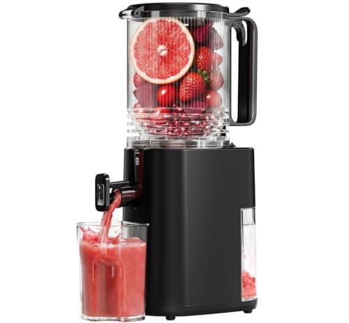 Cold Press Juicer, 5.5inch Wide Feed Chute Juicer Extractor Machine, Slow Masticating Juicer for Whole Vegetables & Fruits, Black