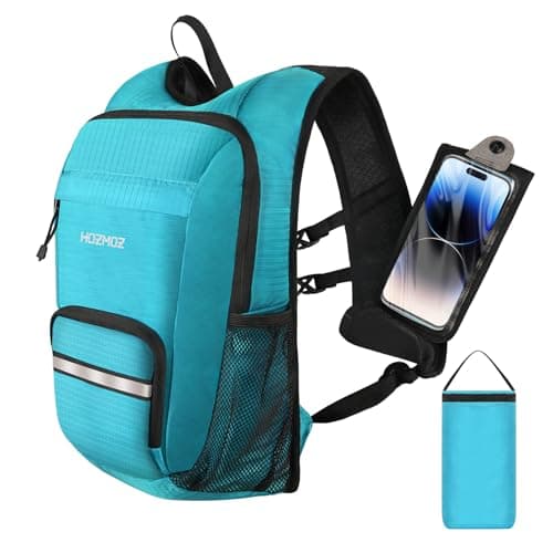 HOZMOZ 10L Small Hiking Backpack For Women Men, Lightweight Travel Packable Back Pack, Foldable Camping Hiking Daypack With Vest-style and Touchscreen Phone Pocket (Lake Green)