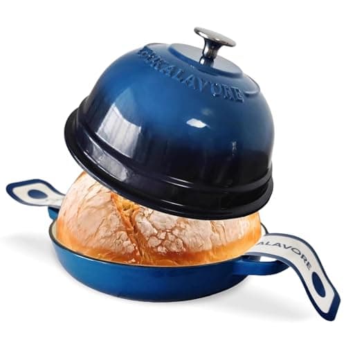 Dutch Oven for Bread Baking,6 Quart Enamel Bread Oven for Sourdough,10.5"Bread Oven with Lid,Bread Pans for Homemade Bread,Blue Thick Enamel Bread Pan-with Silicone Baking Mat&Recipe,Gifts for Family — image 1