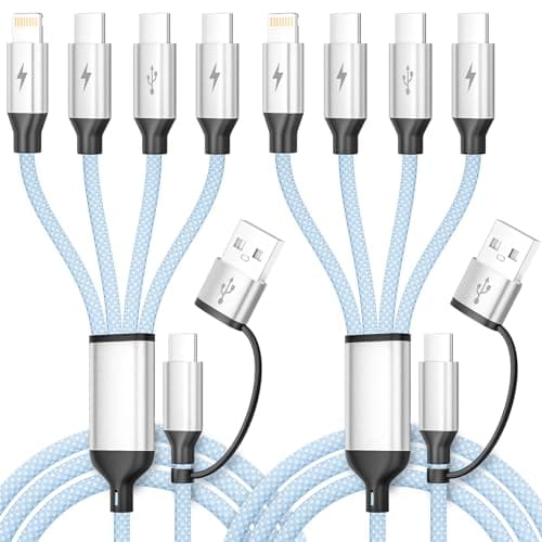 Jogrytece Upgrade 4 in 2 Multi Charging Cable, USB C Cable with 3 X Type-C/IP, Travel Holiday Essentials Phone Charger Cord for iPhone 17/16/15/14, Galaxy, Android (2Pack 5FT) — image 1