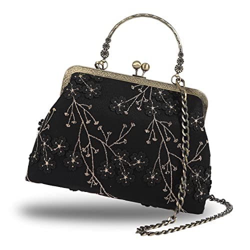 Abuyall Floral Top-Handle Handbag, Kiss Lock Evening Bag for Women, Vintage Handbag | Floral, Kiss Lock, Vintage — image 1