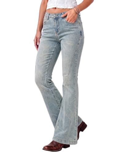 luvamia Flare Jeans for Women Mid Rise Bootcut Denim Pants Distressed — image 1