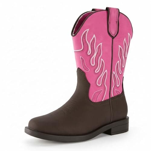 PATPAT Toddler Little Boys Girls Cowboy Boots, Square Toe Mid Calf Embroidered Cowboy Boots Western Riding Shoes — image 1