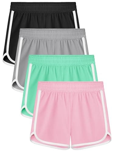 Resinta 4 Packs Girls Soccer Shorts Toddler Girls Athletic Shorts Quick Dry Workout Dolphin Kids Active Shorts
