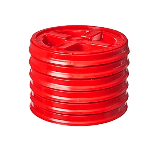 Gamma Seal Lids for 3.5, 5, 6 and 7 Gallon Buckets – Pack of 6 Red Gamma Lids – Food Grade BPA Free Reusable Lids, Made in USA — image 1