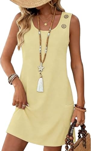 WEESO Summer Dresses for Women Tank Casual Sleeveless Casual Mini Fashion Beach Vacation Dresses with Pockets — image 1