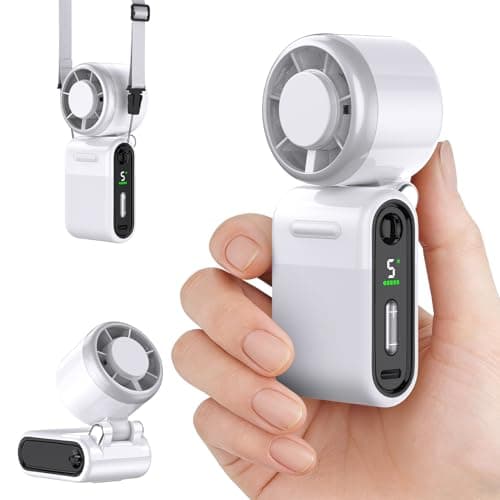 iFunSky Mini Portable Handheld Turbo Fan – Small but Mighty, Whisper-Quiet, Long-Lasting, 5-Speed High-Velocity Rechargeable battery Fan, Personal Fan for Outdoor, Travel, Gifts for Women & Men(White) — image 1
