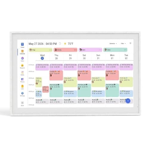 27" Digital Calendar, Smart Family Planner, Snow Speckle White | Wall Electronic Calendar, 32GB Storage 1920 * 1080 IPS Full HD Touch Screen Display , Gift wall calendar for Mom Women — image 1