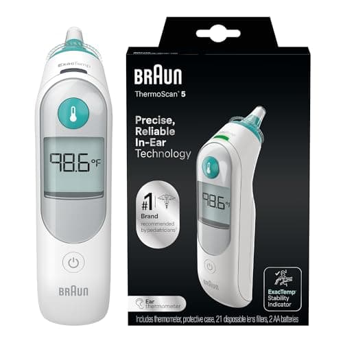 Braun ThermoScan 5 Ear Thermometer, Digital Display, Baby and Infant Thermometer with ExacTemp Stability Indicator for Professional Accuracy, Recommended by Pediatricians