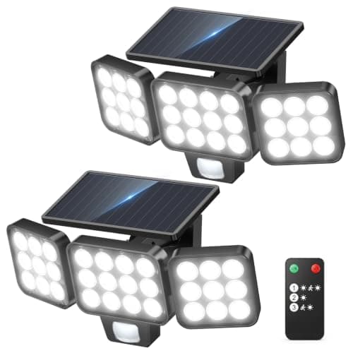 TuyLuxe Solar Flood Lights, 3500LM Motion Sensor Outdoor Lights with Remote | 180° Solar Motion Lights Outdoor,Convex Lens,Glass Panel,IP65 Waterproof Security Lights for Yard Patio Garage, 2 Pack Black — image 1