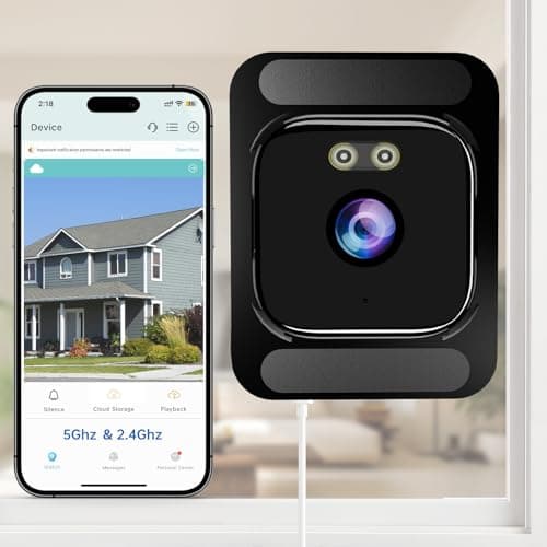AXB Window Camera for Home Security: 2.4GHz&5GHz WiFi 4K Indoor Camera with Color Night Vision - Smart Motion Detection 24/7 Recording - Easy&Quick Install Includes 2 Multi-Angle Window Mounts — image 1