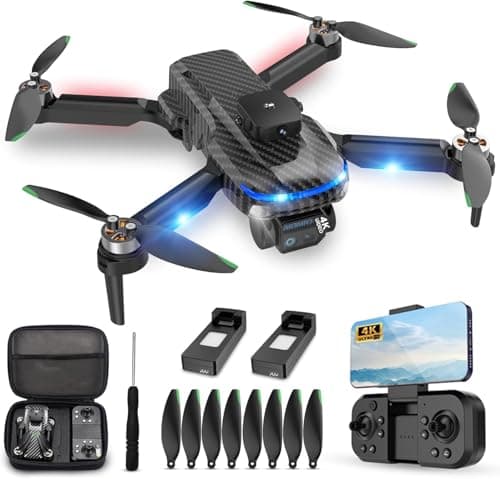 4K Drones with Camera for Kids,Drones for Adults withEmergency Stop, Headless Mode, 360° Flips, CarryingCase & 2 Batteries,Wireless RC Toys for Boys Girls(Black) — image 1