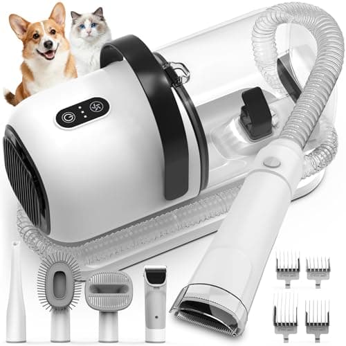 FIXR Dog Grooming Vacuum, All-in-One Pet Grooming Kit with Hair Clipper & Shedding Brush, Low Noise 12,000Pa Dog Hair Remover Vacuum, Pet Groomer Set with Cleaning Brushes, PG01