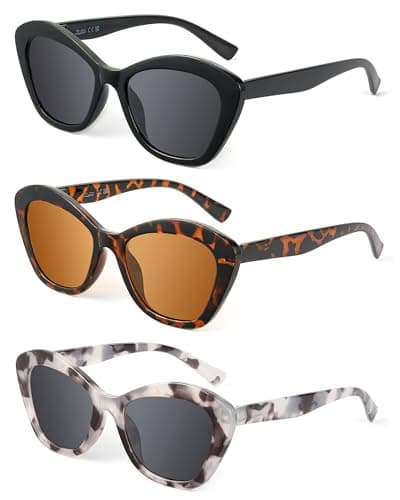 LADEESSE 3 Pack Reading Sunglasses for Women Fashion Cateye Sun Readers Outdoor Reading Glasses UV400 — image 1