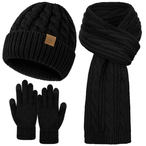 Winter Hat Scarf and Gloves Set Women Men 3-In-1 Set Knit Warm Soft — image 1