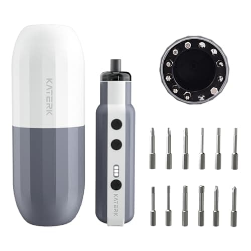 Katerk Gift for Dad, Father's Day Gifts Kit, Cordless Electric Screwdriver, Sleek White Power Tool Driver, Adjustable Torque, Extended Runtime, LED Light & 12 Bits, Home Electronic Repairs — image 1