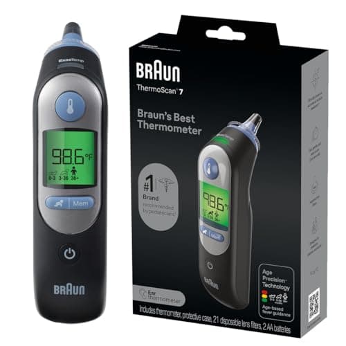 Braun ThermoScan 7 Digital Ear Thermometer for Adults, Babies & Infants, Age-Adjusted Fever Guidance, No. 1 Brand Recommended by Pediatricians