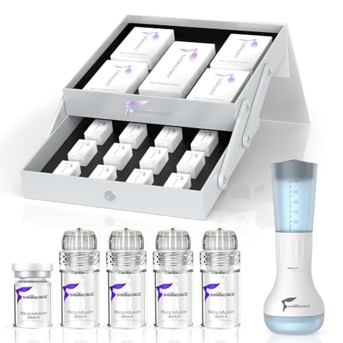 Micro Infusion Skincare System - 0.25mm Facial Stamp with Collagen Peptide & Hyaluronic Acid Serum for At Home Glow and Anti-aging- 3 Month Supply