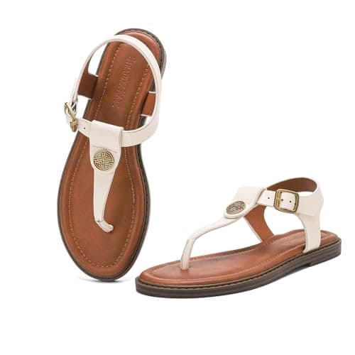 Stratuxx Kaze Womens Flat Dress Shoes Fashion Soft Comfort Sandals For Women Dressy Ladies Slides Open Toe Sandals Wide Flats T Strap Thong Flip Flops — image 1