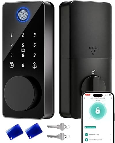 IBLOG Smart Deadbolt Lock, Fingerprint Keyless Entry Door Lock App Control, Electronic Touchscreen Keypad, Auto Locking, IP54 Weatherproof, Easy Install Digital Deadbolt for Front Door