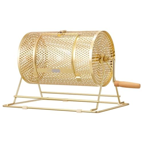 VIVOHOME 11 Inch x 8 Inch Brass Plated Raffle Drum Lottery Spinning Drawing with Wooden Turning Handle Holds 2500 Tickets