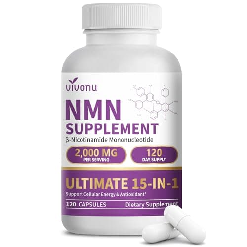 15-in-1 Liposomal NMN Supplement, 2000mg per* Serving*, 120 Day Supply, 99% Pure, NAD+ NMNH Alternative with Nicotinamide Mononucleotide, Resveratrol, TMG, CoQ10, Quercetin & Glutathione, 120 Capsules — image 1