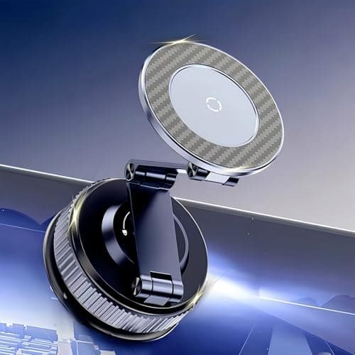 GEYUTHS Magnetic Car Phone Holder with Suction Cup 360° Adjustable Foldable Phone Mount Zinc-Alloy Phone Holders for Your Car for Tesla iPhone 17 Pro Max 16 15 14 13 12 Plus