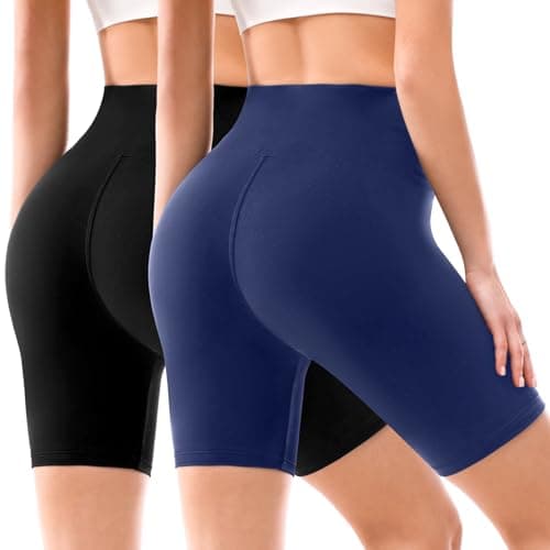 Leafigure 2 Pack Biker Shorts for Women 6" High Waisted Gym Shorts for Yoga Workout — image 1