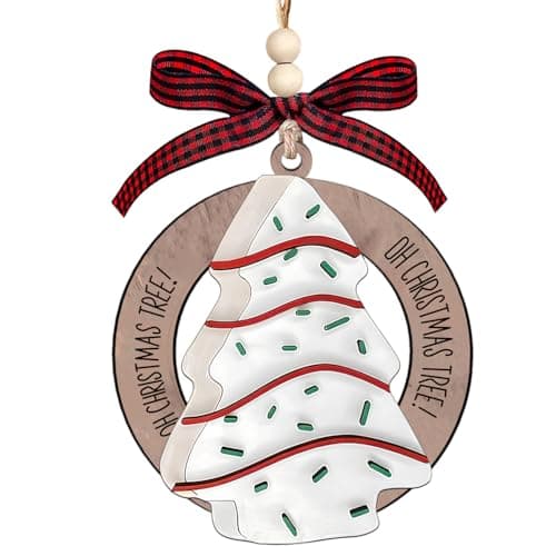 Little Christmas Tree Cakes, Food Ornaments, Wood Cheesecake Ornament, Baking Dessert Cake Ornament, Cute Christmas Ornaments — image 1