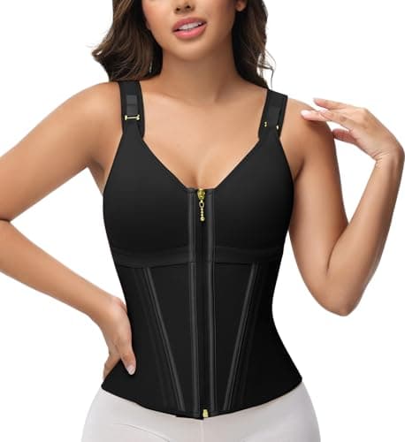 SHAPSHE Waist Trainer Corset for Women Tummy Control Sport Workout Body Shaper Vest for Women Postpartum Gym Zipper and Hooks — image 1