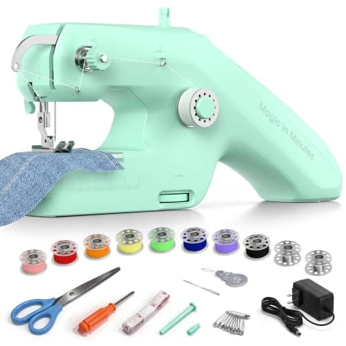 Vaspow Portable Mini Handheld Sewing Machine for Beginners for Mending, DIY | Double Thread Lockstitch, Battery Operated, Compact Handheld Design, Great for Beginners & Adults, Quick Mending — image 1