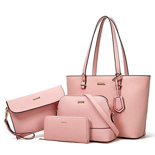 Women Fashion Synthetic Leather Handbags Tote Bag Shoulder Bag Top Handle Satchel Purse Set 4pcs — image 1