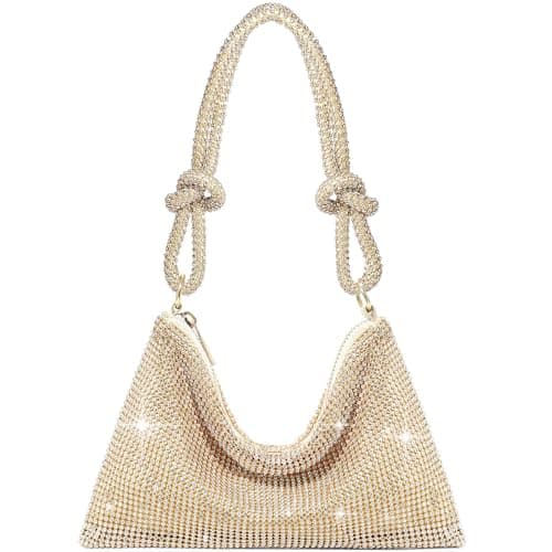 GEMIU Gold Purses for Women, Rhinestone Clutch Gold Evening Bag Purse for Women Dressy