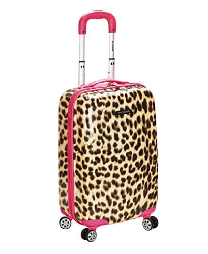 Rockland Safari Hardside Spinner Wheel Luggage, Pink Leopard, Carry-On 20-Inch