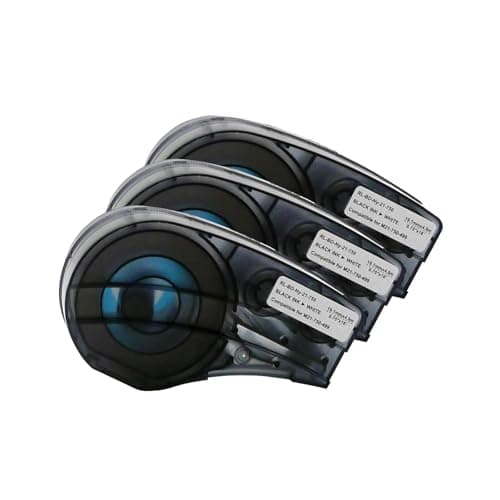 M21-750-499 Nylon Label Tape with Chip - M210 Labels for Cable Wire, Compatible with BMP21 Plus BMP21 Lab Printer, Black On White, High Adhesion, High & Low Temperature Resistantance — image 1